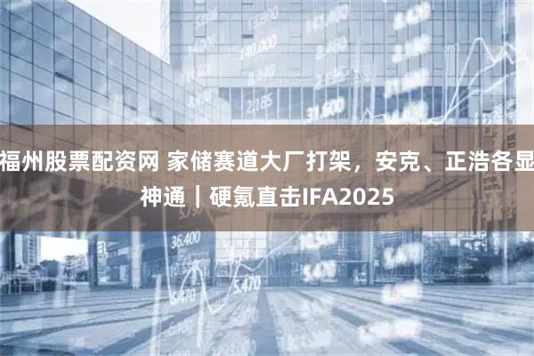 福州股票配资网 家储赛道大厂打架，安克、正浩各显神通｜硬氪直击IFA2025