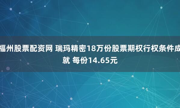 福州股票配资网 瑞玛精密18万份股票期权行权条件成就 每份14.65元