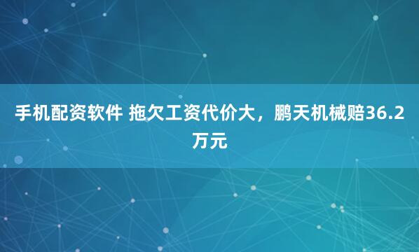 手机配资软件 拖欠工资代价大，鹏天机械赔36.2万元